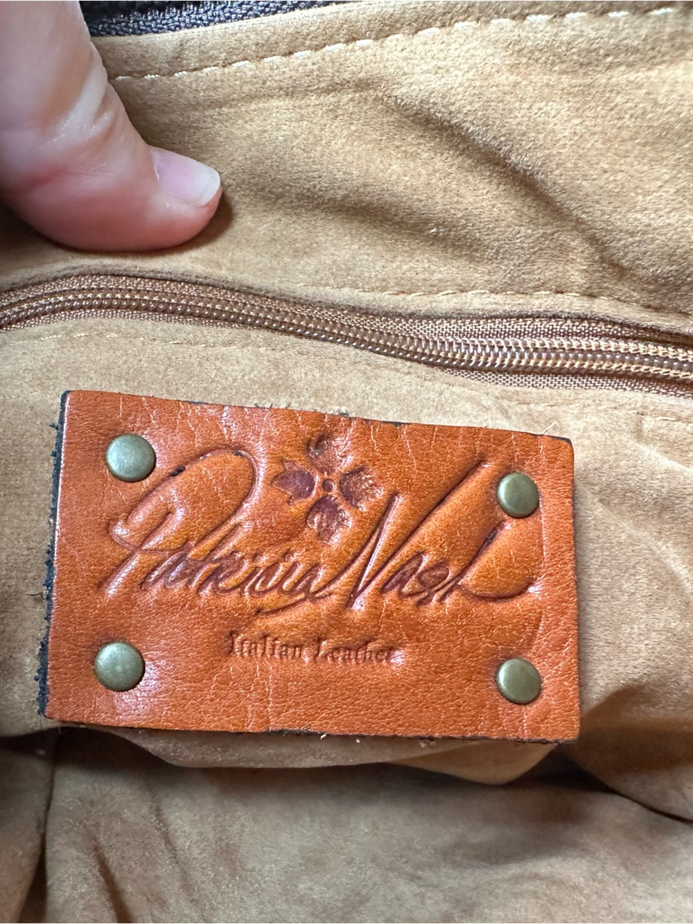 Patricia Nash Cognac Leather Crossbody purse/ Bag with Front Buckle - Picture 6 of 10
